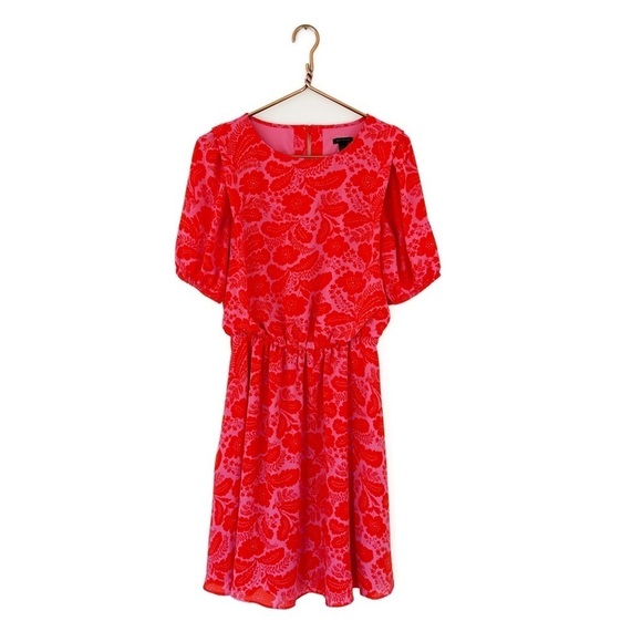Ann Taylor Dresses & Skirts - Ann Taylor Womens Small Pink Red Short Sleeve Cinched Waist Dress